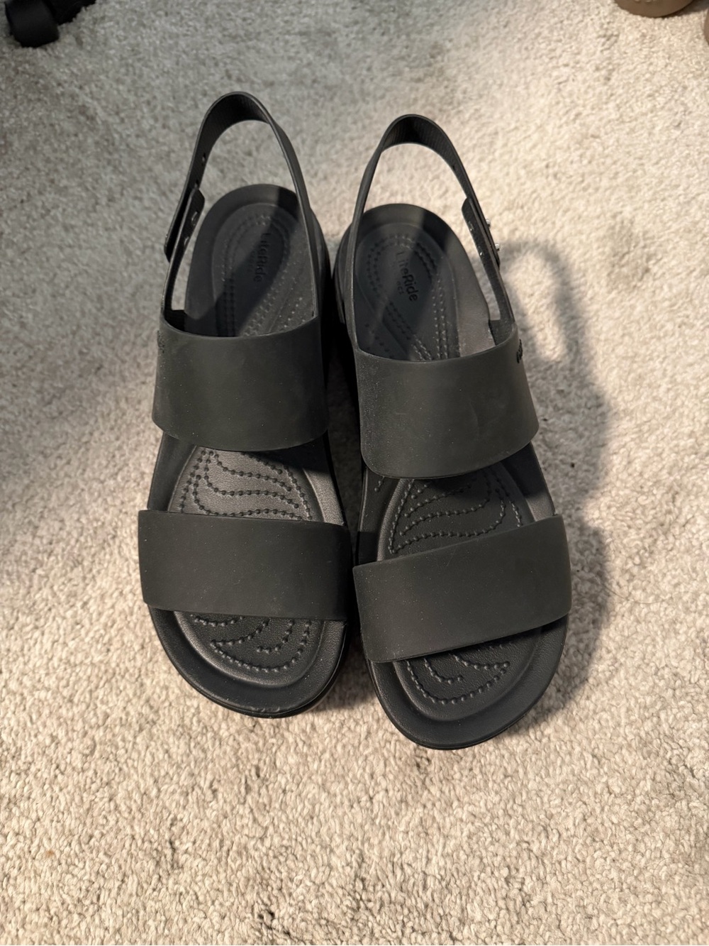 CROCS Brooklyn Low Wedge Black Double-Band Slingback Sandals
